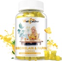 Bromelain Papain Enzyme Gummies Supplement: Bromelain 500MG med Querectin Gummies til voksne børn, Organic Bromelain Papaya Enzymes Chewable for fordøjelsesstøtte Immunitet Antioxidant Vegan 60CT