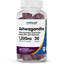 Nutricost Ashwagandha Gummies 1200mg Ækvivalent per servering (blandet berry flavor), 60 Gummies, 30 Servering