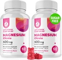 Magnesium Gummies Sugar- Free - Calm Magnesium supplement til børn, understøtter restaurativ søvn, Sugar- Free Magnesium Citrate Gummies til børn og voksne (120 Tæl)