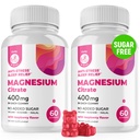 Magnesium Gummies Sugar- Free - Calm Magnesium supplement til børn, understøtter restaurativ søvn, Sugar- Free Magnesium Citrate Gummies til børn og voksne (120 Tæl)