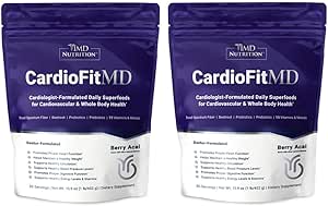 1MD Nutrition CardioFitMD - Vegan Beets Superfood Keto- Heart Health Powder - Nitrogen Oxide Supplement - Beet Root Powder for Sund Blodtryk & Cirkulation - High Fiber Drink - 30 dage (2 - Pack)