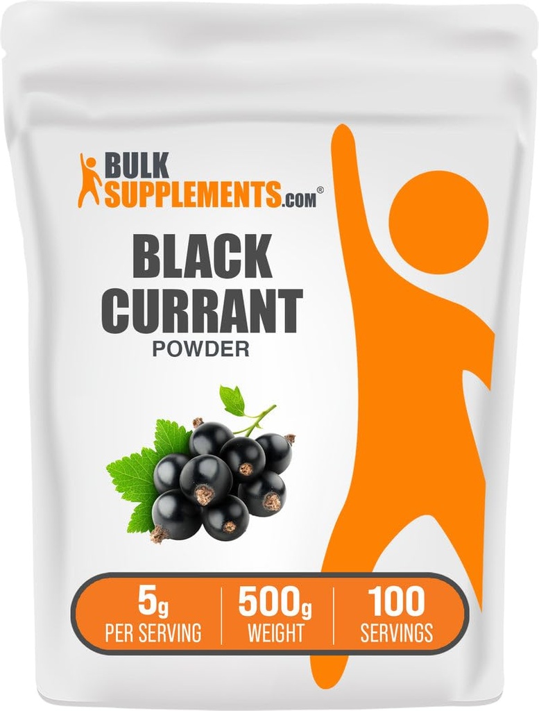 BulkSupplements.com Blackcurrant Powder - Black Currant Supplement, Superfood Supplement - Air Tørret & Gluten Free, 5g per Serving, 500g (1.1 lbs) (Pack of 1)