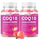 2 Pack CoQ10 Gummies 250 mg, Plus Omega-3, Vitamin B3 & Zink, Magnesium - High Absorption Coenzym Q10 Kosttilskud til hjertesundhed, Cellular Energy, & Antioxidant Support, 120 Tæl