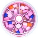 Pille Organizer rejse pill sag for purse transportable pill box runde Weekiy pill Container til Vitamin Fish Oil Pills Kosttilskud (Pink)