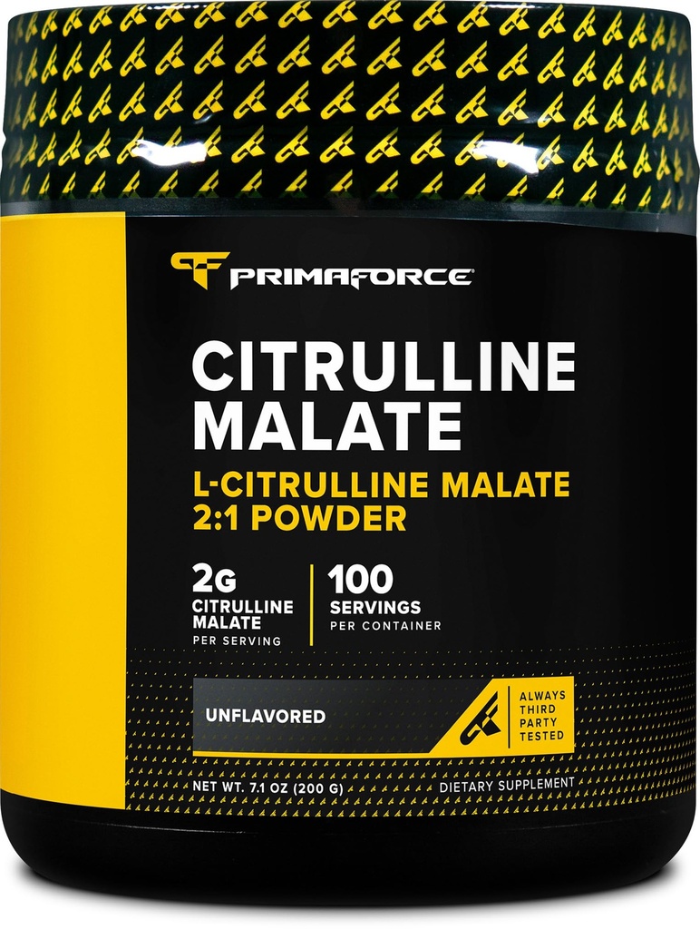 PrimaForce L- Citrullin Malat Powder, Unflavored Pre Workout Supplement, 200 Bedste - øger energi, aids Inddrivelse, forbedrer styrke ydeevne - Vegan, Non- GMO
