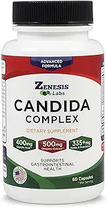 Zenesis Labs Candida Complex Rense Detox Capacid Supplement, Oregano Extract, Probiotika, Enzymer (60 kapsler, 30 dages forsyning)