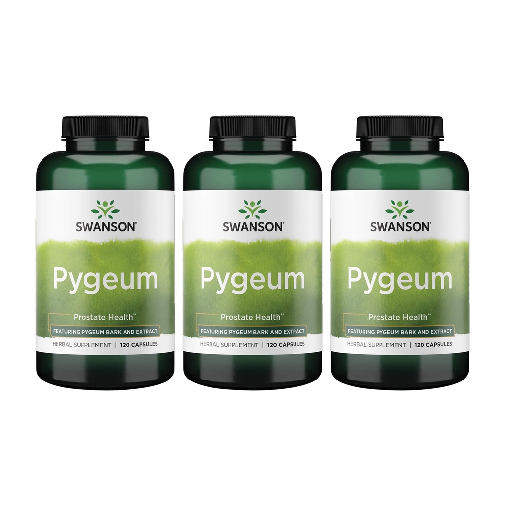 Swanson Pygeum - Herbal supplement - Mænd sundhed supplement - (120 kapsler Hver, 400 mg) 3 Pack