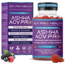 Ashwa ACV Pro Health - Sugar Free Apple Cider Vincious Gummies med Ashwagandha, Advanced Keto, Stress Relief Kosttilskud med D-vitamin, 1g Carbs Per Gummy Golo