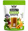 Daily Green Shots - Superfood Powder med Wheatgrass, Matcha, Beetroot, Ashwagandha, Gurkemeje & Prebiotika - Immunity & Energy Support - Vegan Green Supplement - 100 Skud