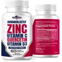 Zink Quercetin 500mg med D-vitamin og C Antioxidant immunsupport med høj potens Quercetin Zink supplement til mænd og kvinder - Gluten, soja, & Dairy Free - 60 greve (pakke med 1)