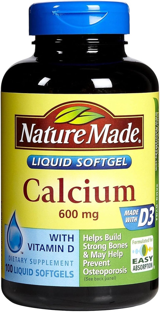 Nature Made Calcium 600 mg - 100 Softgels, pakning med 4 stk.