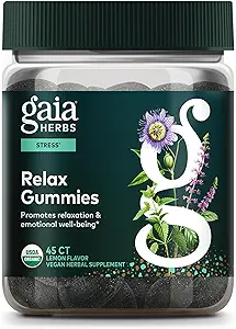 Gaia Herbs Relax Gummies - Understøtter rolige følelser - med Organic Apple Juice & Lemon Juice Koncentrat - 45 Gummies (15 Servere)