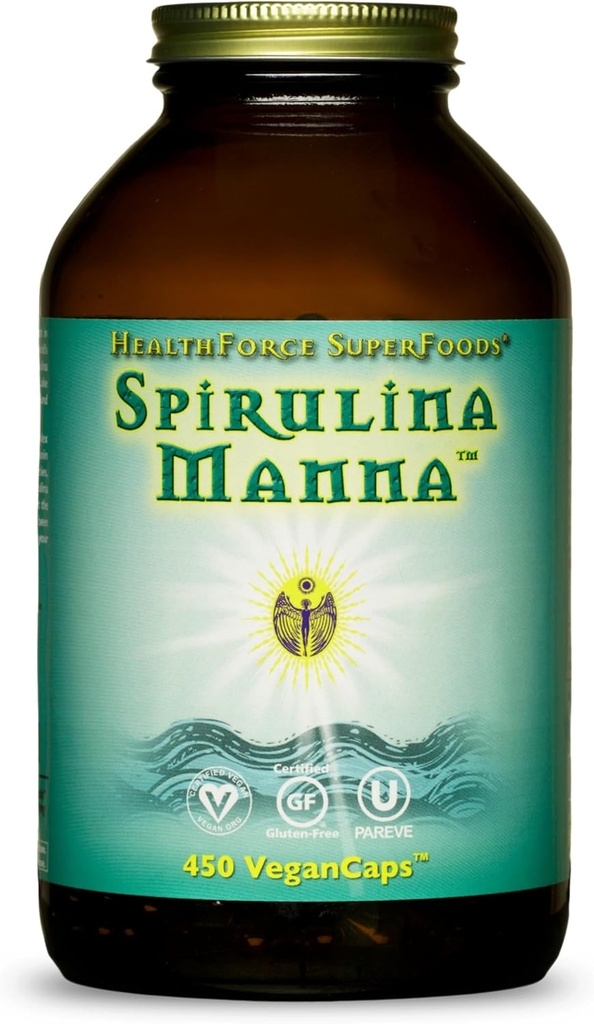 HealthForce SuperFoods Spirulina Manna - kapsler - 450 Veganske kapsler