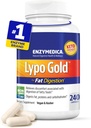 Enzymedica Lypo Gold, høj potens Lipase fordøjelsesenzymer for fedt fordøjelse, Understøtter lejlighedsvis Bloating Relief & fordøjelsessygdomme, Keto- Friendly, Vegan, 240 Kapsler
