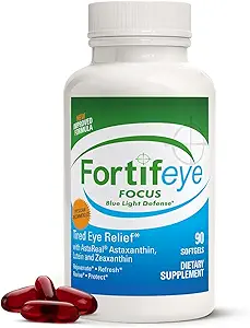 Fortifeye Focus Eye Care Supplement 90 Softgel kapsler - Triple Carotenoid herunder Astaxanthin, Lutein, og Zeaxanthin Kosttilskud, Eye Vitaminer, understøtter øjne Træthed og blå lysbeskyttelse