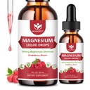 (2 Pack) Magnesium Glycinate Liquid Drops med Citrate & Taurate - High Absorption 1000mg Liquid Magnesium Complex med D3, GABA, L- theanin for Cognition, Muscle & Focus, Raspberry Flavor - 30ml