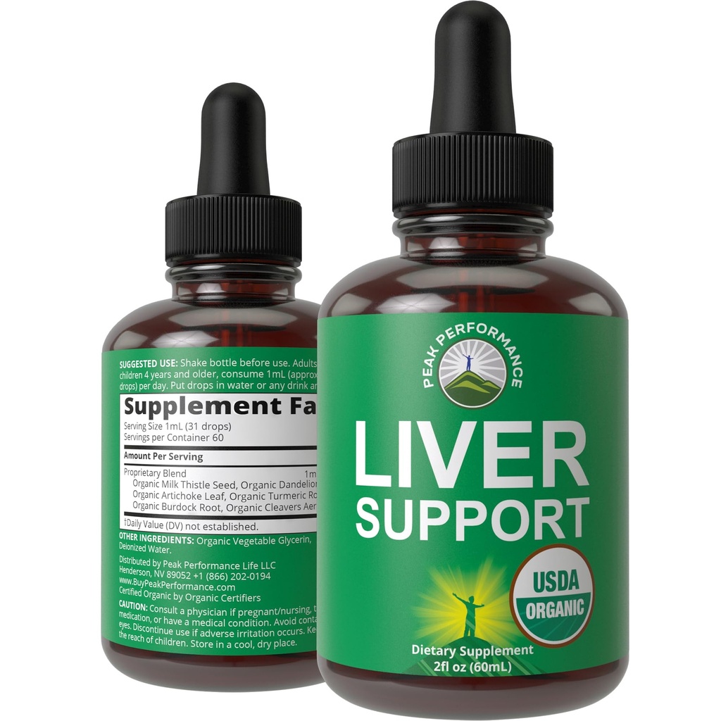 USDA Organic Lever Cleanse Detox & Reparation. 6--1 Flydende dråber med økologiske mælk tidsel, Artiskoke ekstrakt, og meget mere. Zero Sugar, Lever sundhed støtte tinktur supplement Alternativ til kapsler