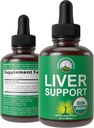 USDA Organic Lever Cleanse Detox & Reparation. 6--1 Flydende dråber med økologisk mælk tidsel, Artiskoke ekstrakt, og meget mere. Zero Sugar, Lever sundhed støtte tinktur supplement alternativ til kapsler