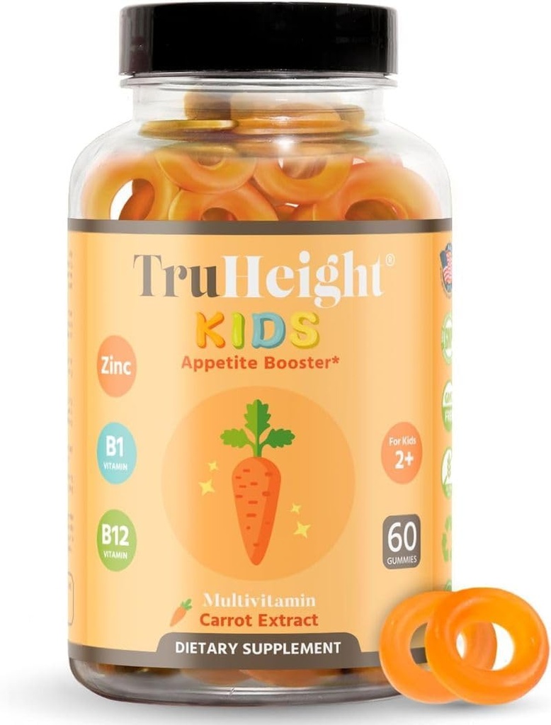 Truheight Kids Appetite Booster Gummies (Age 2 +) Alle naturlige Toddler, Kids & Teens Appetite Stimulant at spise mere - Vægt Gain Kosttilskud - Vitaminer for undervægtige børn - Picky Eater Vitamin