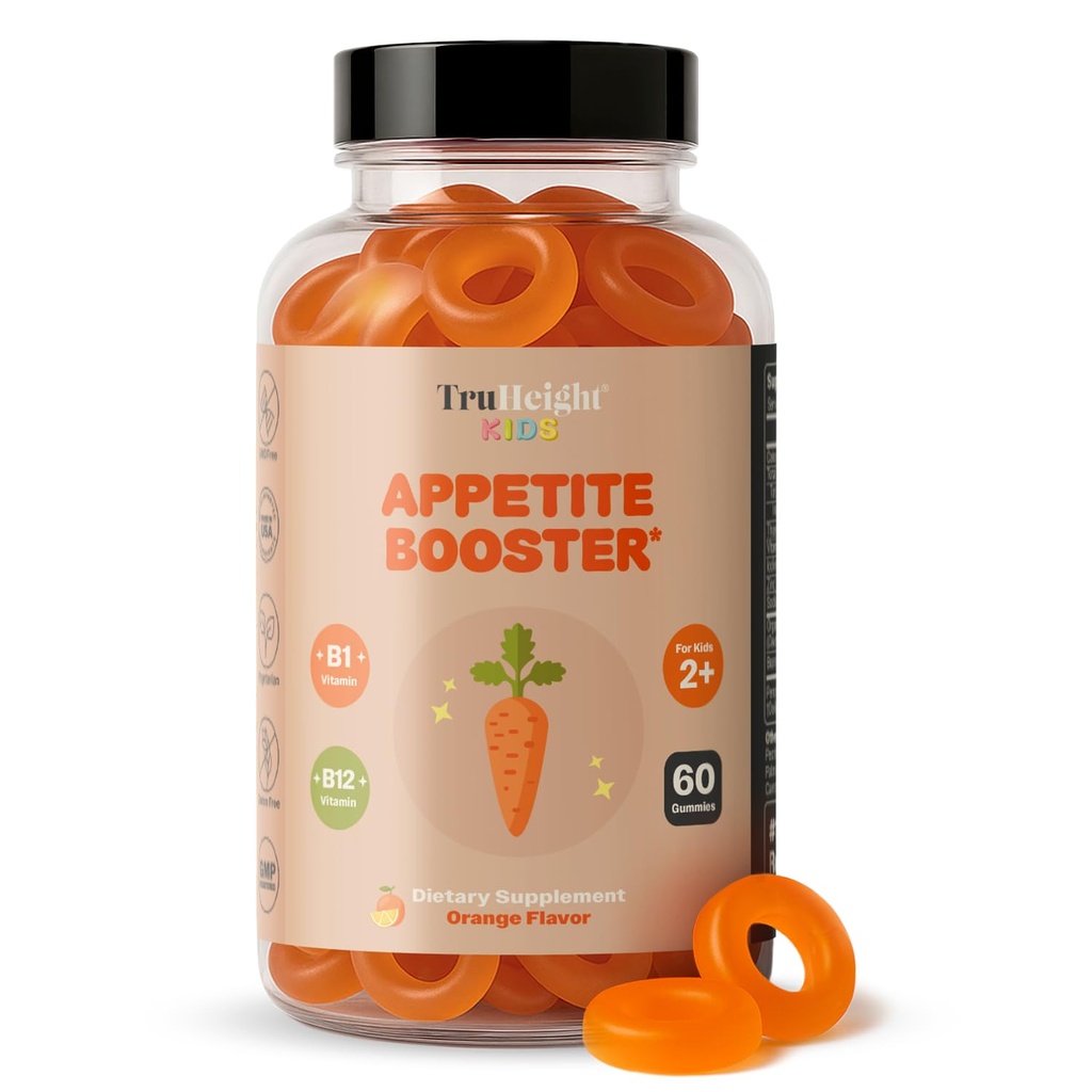 Truheight Kids Appetite Booster Gummies (Age 2 +) Alle naturlige Toddler, Kids & Teens Appetite Stimulant at spise mere - Vægt Gain Kosttilskud - Vitaminer for undervægtige børn - Picky Eater Vitamin
