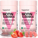 Biotin Gummies 10000mcg Kosttilskud - med vitamin C, A, D, B- kompleks, Folate, Zink til kvinder & Girls- Vegan Biotin hårvækst Gummy for sundt hår og negle, non-GMO, jordbær, 120 Bear