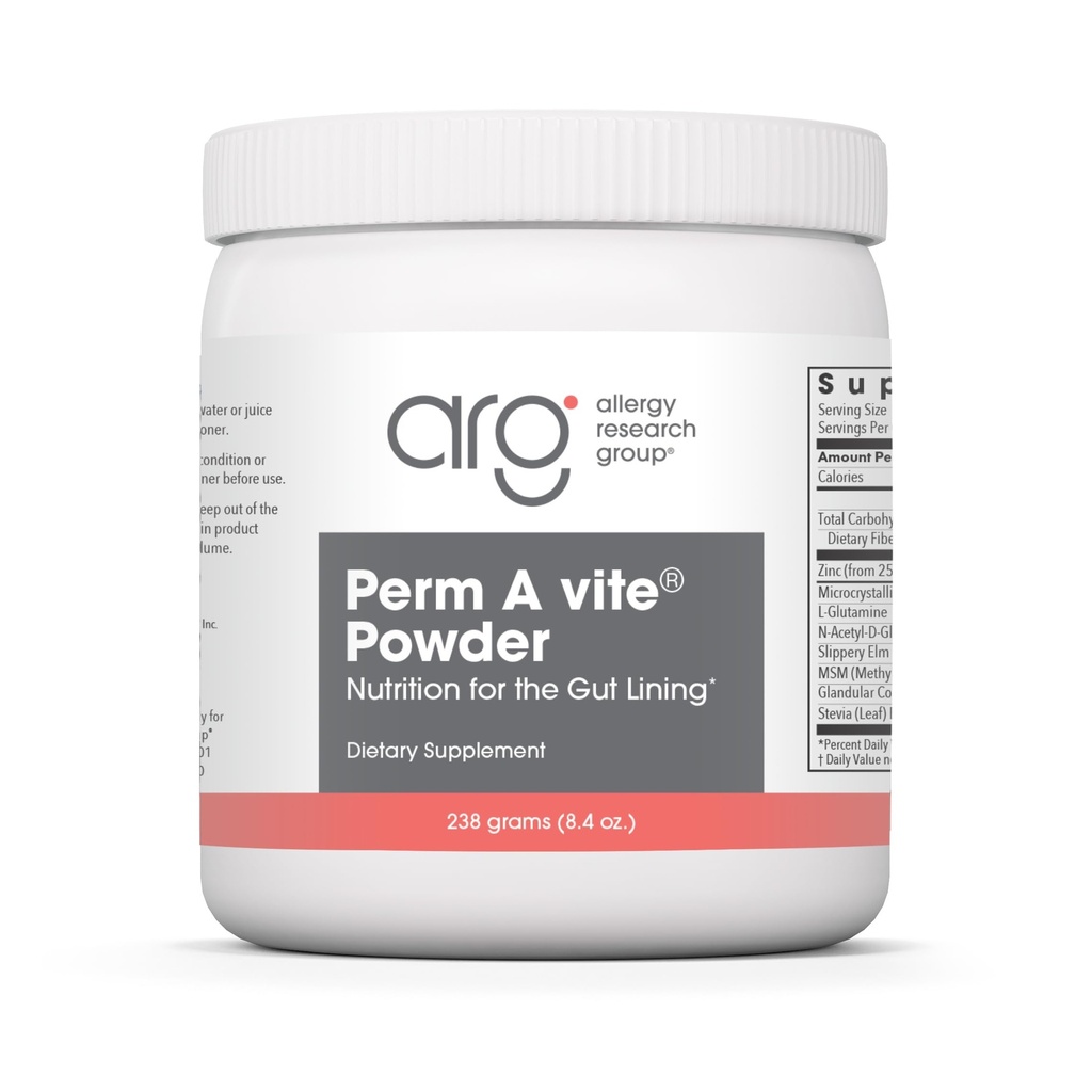 Allergy Research Group Perm A Vite Powder - Gut Sundhed for mænd og kvinder, L- Glutamin, Slippery Elm - 8.4 Oz