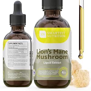 Lions Mane Extract - Lions Mane Tincture - Lavet i USA - Mushroom supplement til hukommelse, Focus & Clarity - Daily Mushroom supplement - 4 Fl oz.