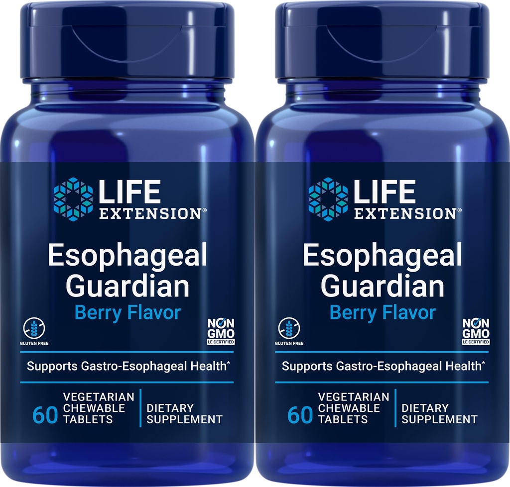 Life Extension Esophageal Guardian, 60 vegetariske tyggetabletter (pakke med 2)