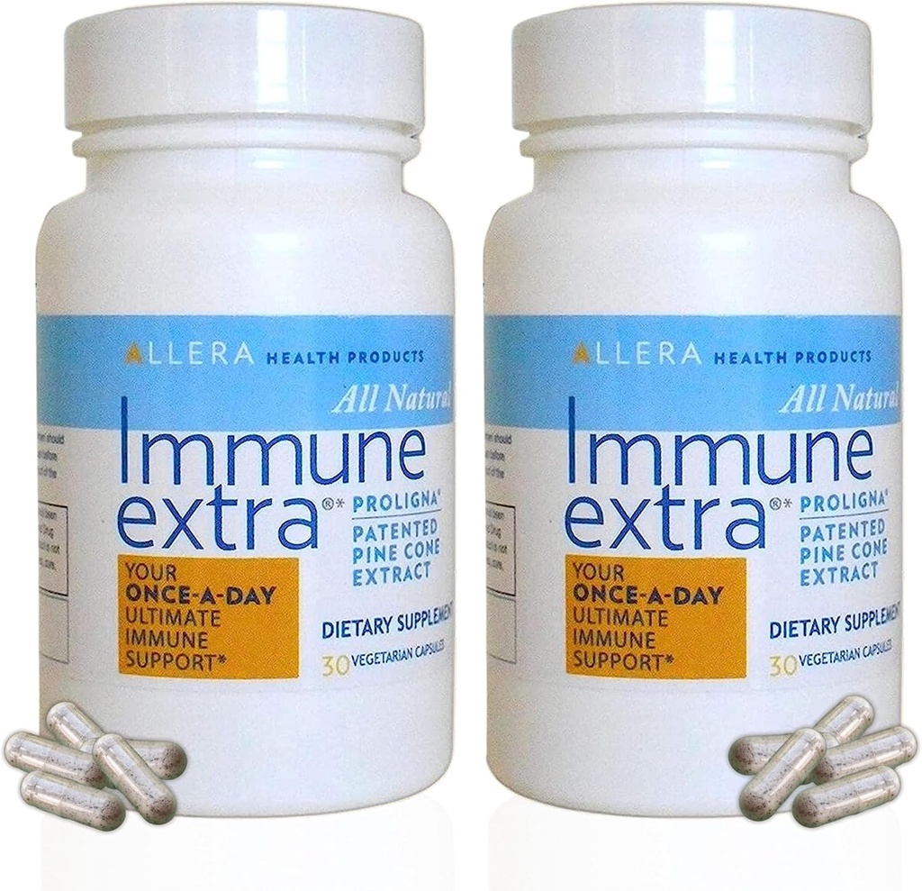 Allera Health Pine Cone Extract Kapsler - Vegan ProLigna Plant Products - Immunsupport Supplement - Økologisk Scoth Pine Cone Extract Høstet fra Wild Crafted Trees - 30 Caps, 2 -Pack