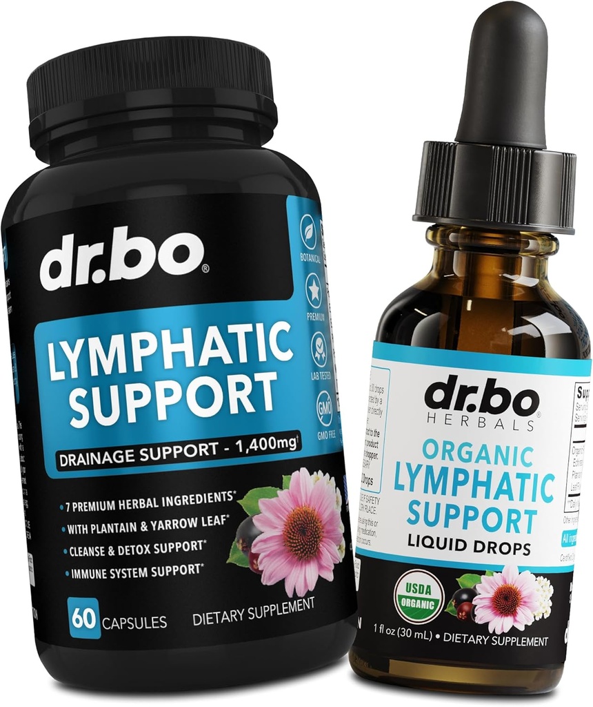 Lymphatic Drainage Supplements Pills & Drops - Organic Lymphatic Support Liquid Drops Cleanse, Lymph System Support Supplement for Nodes Legs & Neck - Lymph Node Detox Cleanse System Drainage