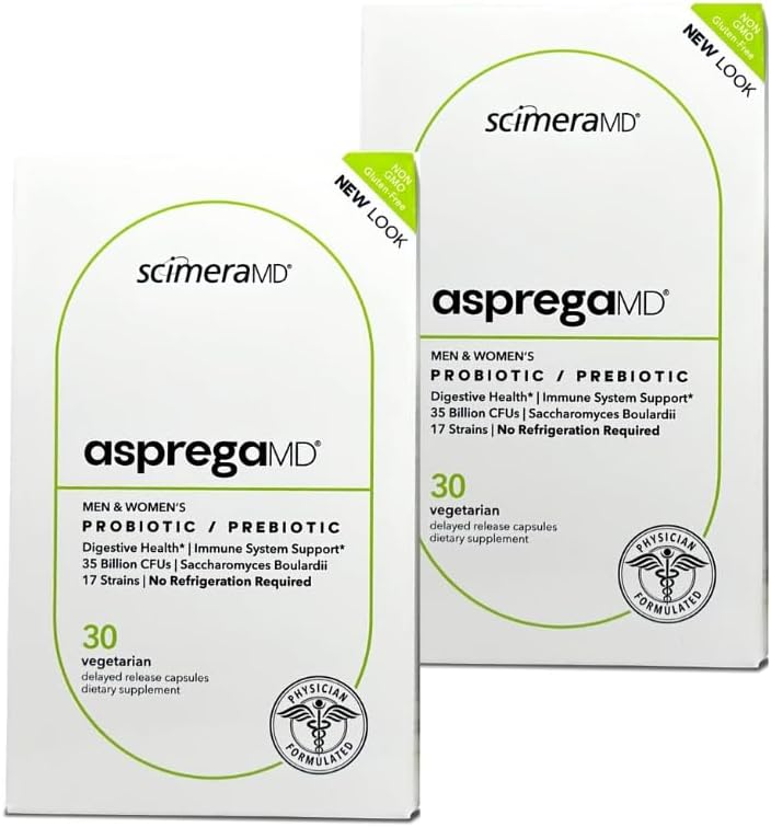 Asprega 30CT - Probiotisk + Prebiotic Supplement Note 124; 17 Stammer, 35 Millioner CFU 'er