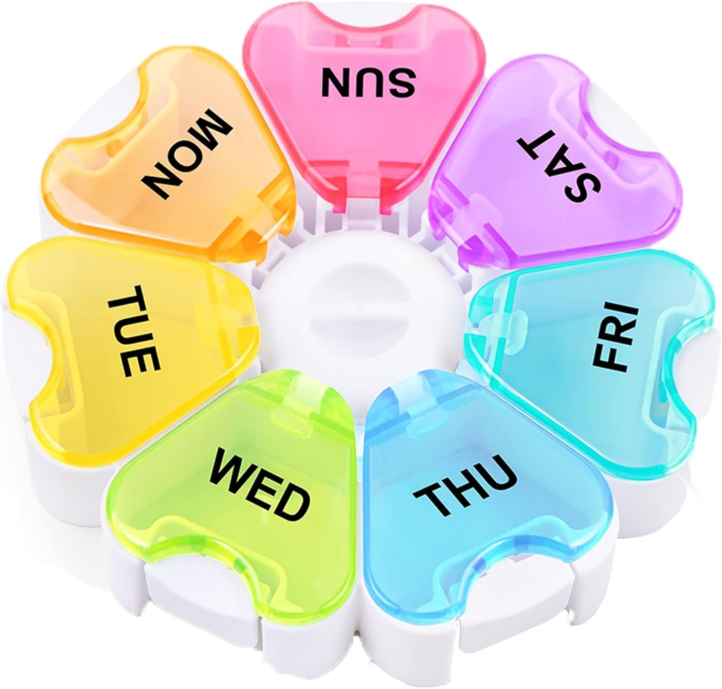 Stor Ugentlig Pill Organizer, Gelibo Push Open Button Pill Box 7 Dag, Let at åbne Pill Case, Daglig Medicin Organizer, Travel Pill Container, Vitamin Holder til Medicin, Kosttilskud, Fiskeolier