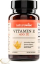 NatureWise Vitamin E 400 IE Softgels (180 mg DL- Alpha) - Dairy, Gluten, og Soy Free, Non- GMO Antioxidant Kosttilskud til hud, hjerte, øje og immunforsvar support - 2-måned Supply, 60 Greve