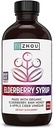 Zhou Nutrition Elder- Mune + Syrup - Organic Black Elderbery Syrup for voksne, immunsupport Elixir med Apple Cider Vinacea, Echinacea Tincture, Natural Wellness - 8 Fl Oz glasflaske