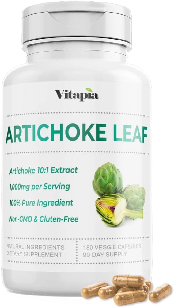 Vitapia Organic Artichoke Leaf Extract for Sund fordøjelse, Lever sundhed & funktioner, Antioxidant Support - 10: 1 Ratio & 180 Veggie kapsler - Non-GMO, Gluten- Free, Vegan- Friendly