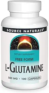 Source Naturals L- Glutamin - Gratis form Aminosyre, der understøtter metabolisk energi - 100 kapsler