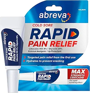 Abreva Cold Sore Treatment Rapid Pain Relief Cream - 1 tube, 3 grams