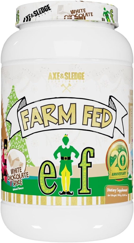 Axe & Sledge Farm Fed 100% Whey Protein Isolere med fordøjelige enzymer (ELF White Chocolate Spice - 22G)