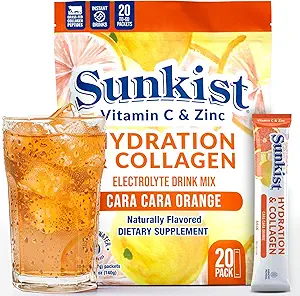 The Frozen Bean Sunkist Collagen Drink Mix - Hydration Cara- Cara Orange Electrolyte Drikke til kvinder med C-vitamin, zink, Collagen Peptider, naturligt tilsat smag - 20 pakker