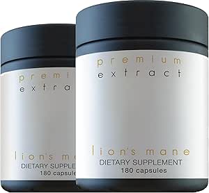 Lions Mane Organic Mushroom Extract Oriveda 2-Pack - Fruiting Body 180 v- caps, Mycelium 120 v- caps Understøtter Hjernen og nervesystemet