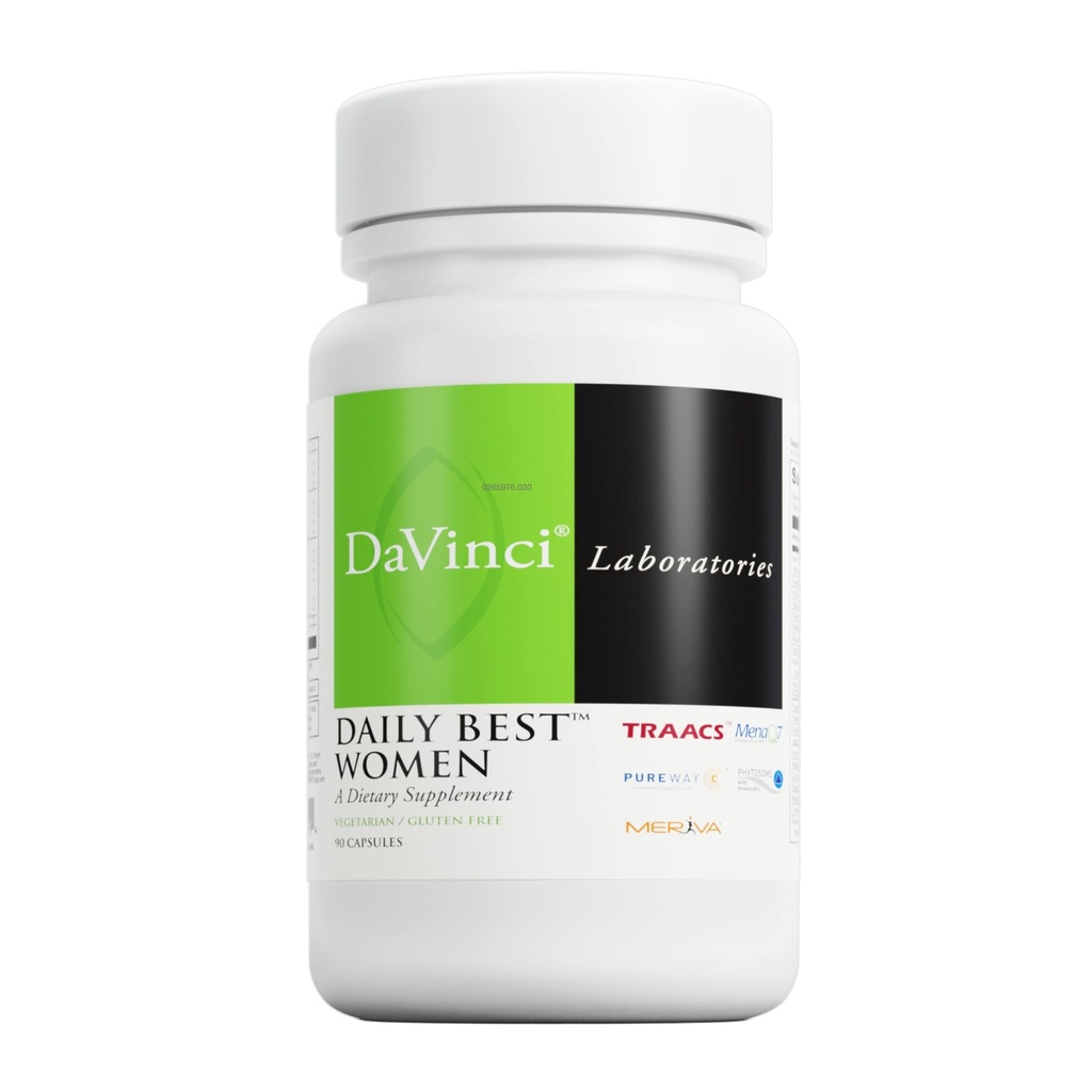 DAVINCI Labs - Daglige Bedste Kvinder - Et Kosttilskud med vitamin B6, vitamin B12 C, vitamin K2, og mere - Vegetarisk, Glutenfri - 90 kapsler