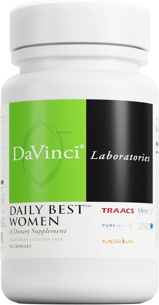 DAVINCI Labs - Daglige Bedste Kvinder - Et Kosttilskud med vitamin B6, vitamin B12 C, vitamin K2, og mere - Vegetarisk, Glutenfri - 90 kapsler