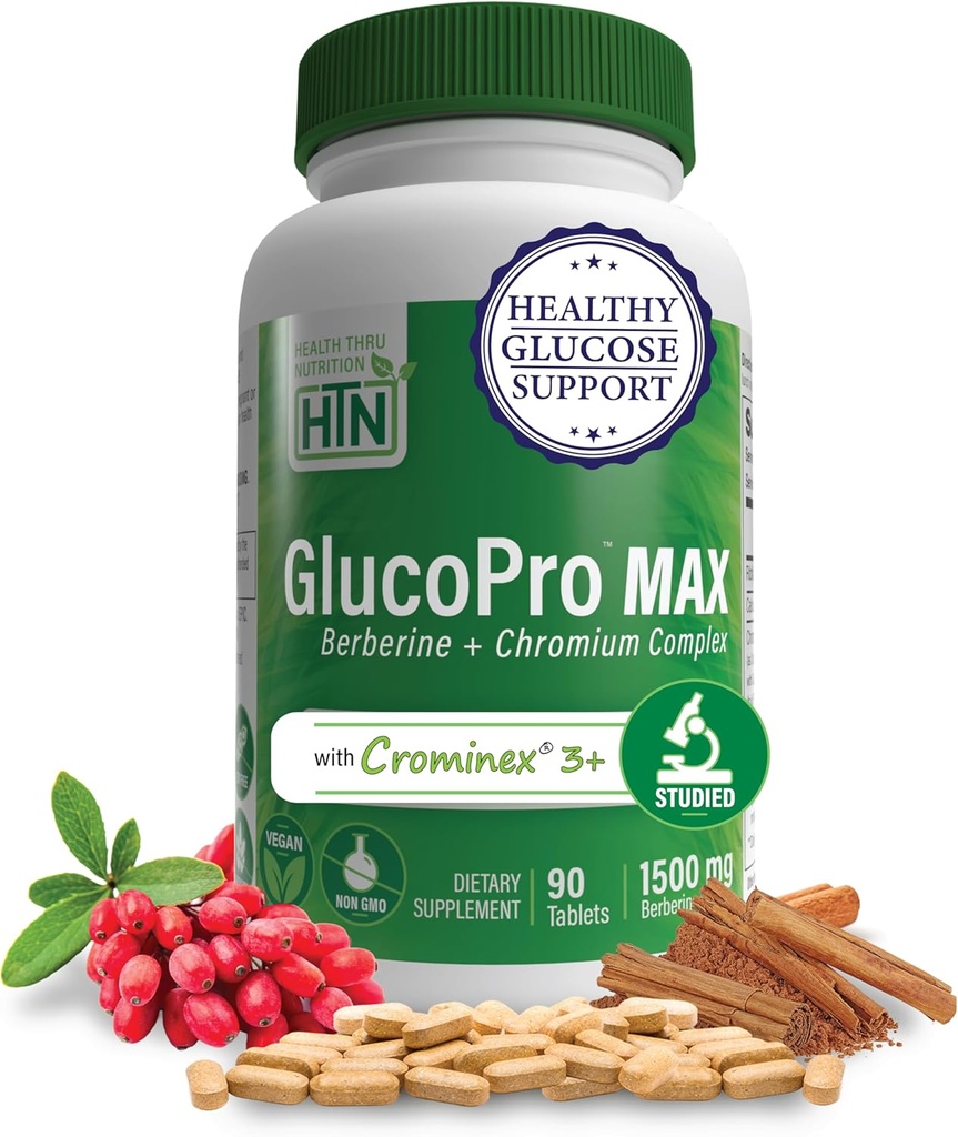 Health Thru Nutrition GlucoPro Max - med 1.500mg berberine, Chrominex + Chrom, og 1.000mg kanel