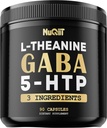 3in1 GABA Kosttilskud 750mg L- Theanine 200mg & 5- HTP (5- hydroxytryptophan) - Tilsvarende 1000mg - Support Brain Health, Koncentration, Komfortabel Mood - 90 Kapsler