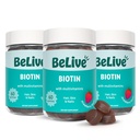 BeLive Biotin Gummies - Hud, negle og hår vitaminer med A, C, D, E, B12, Zink, Folate & Inositol, biotin supplement til anti-Aging, Energy & Collagen Boost, Multivitamin Gummies - Strawberry