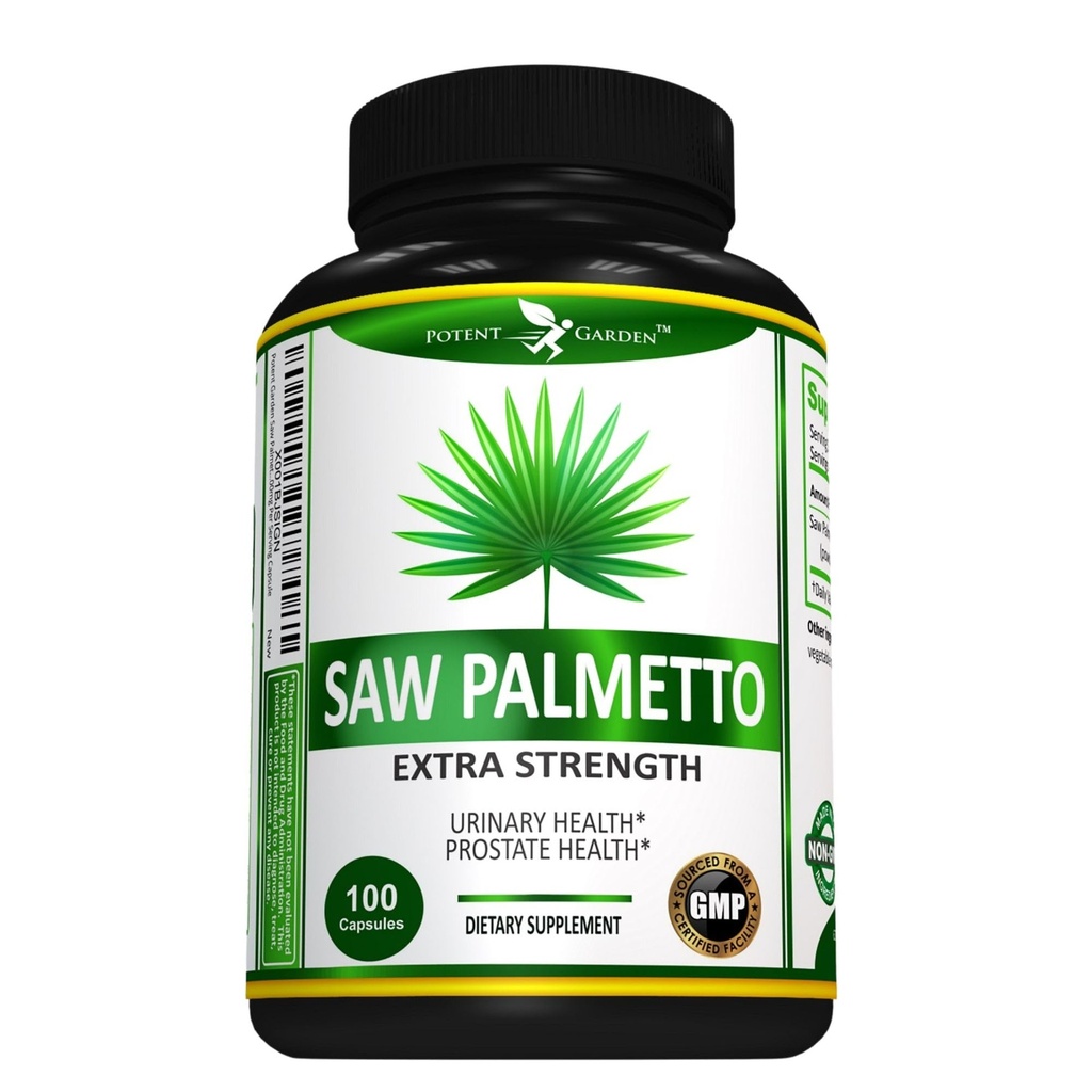 Potent Garden Saw Palmetto 500 mg - Prostata Kosttilskud til mænd - Understøtter sund vandladning Frekvens & Flow - Ikke GMO, 100 Saw Palmetto Kapsler