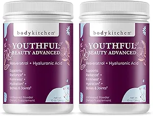 Body køkken Youth Beauty Advanced, Collagen Peptider pulver til smukke hår hud negle, Resveratrol og Hyaluronic Acid til anti-Aging & Antioxidant Support, Græs Fed (pakke med 2)