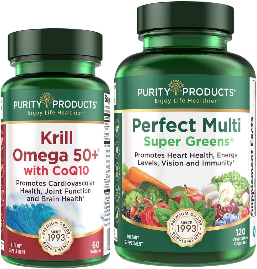 Renhed Produkter Bundle - Krill Omega 50 + med CoQ10 + Perfekt Multi Green