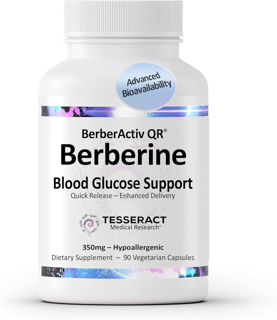 Tesseract Medicinsk forskning BerberActiv- QR Berberine immunsupport, understøtter leversundhed, hypoallergen, 350 mg, 90 vegetariske kapsler