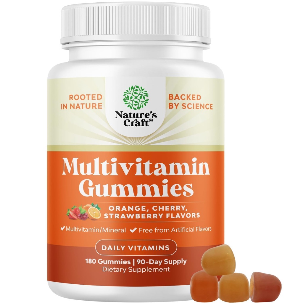 Potent Daglig Multivitamin Gummier for voksne - Wellness Blend of Vitamin D A C E B12 Zink og biotin - Voksen Vitamin Gummy for energi og immunforsvar - Non- GMO Gluten Free and Halal - 180 Gummies